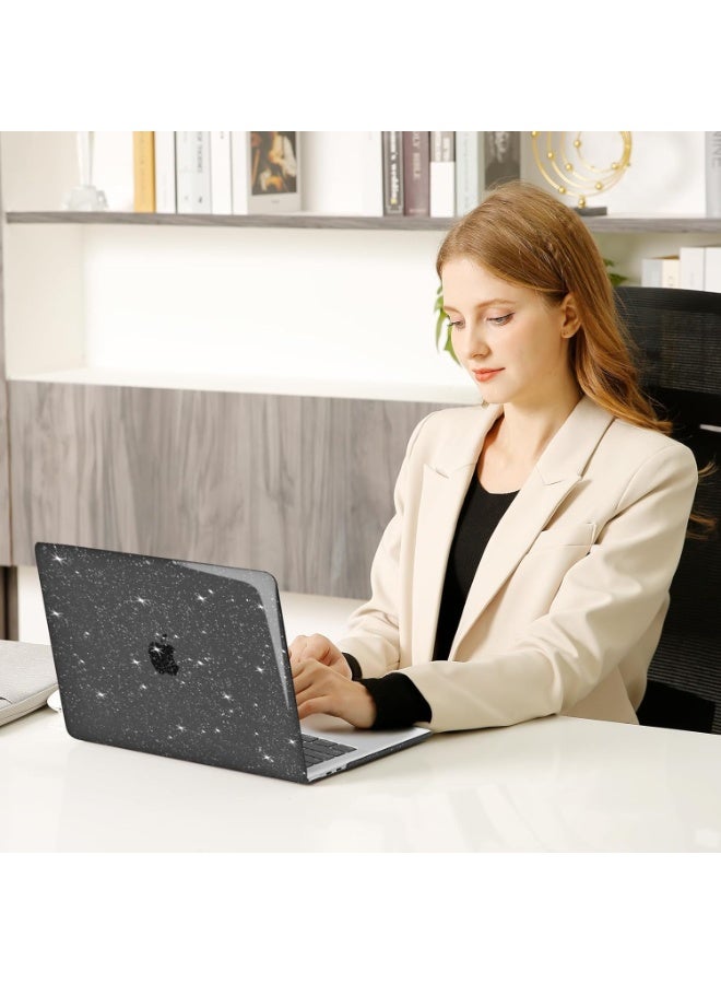 Sparkly Glitter Plastic Hard Shell Case Compatible with MacBook Air 15 inch 2026--2023 Release M5 A3448/M4 A3241/M3 A3114/M2 A2941,Black - Image 4